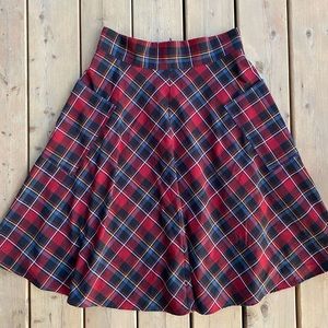 Annie50 plaid tartan flared midi skirt